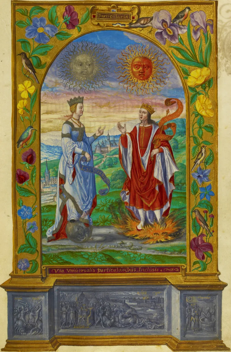 Zodiac wheel and astrological chart — Splendor Solis illuminated manuscript, 16th century